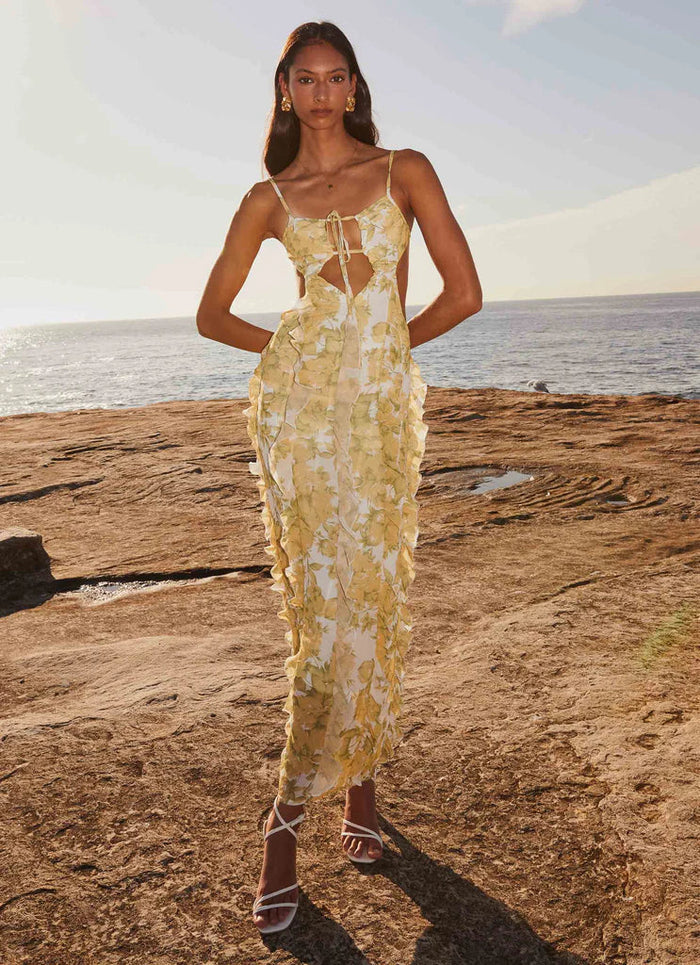 Sunset Kisses Ruffle Maxi Dress