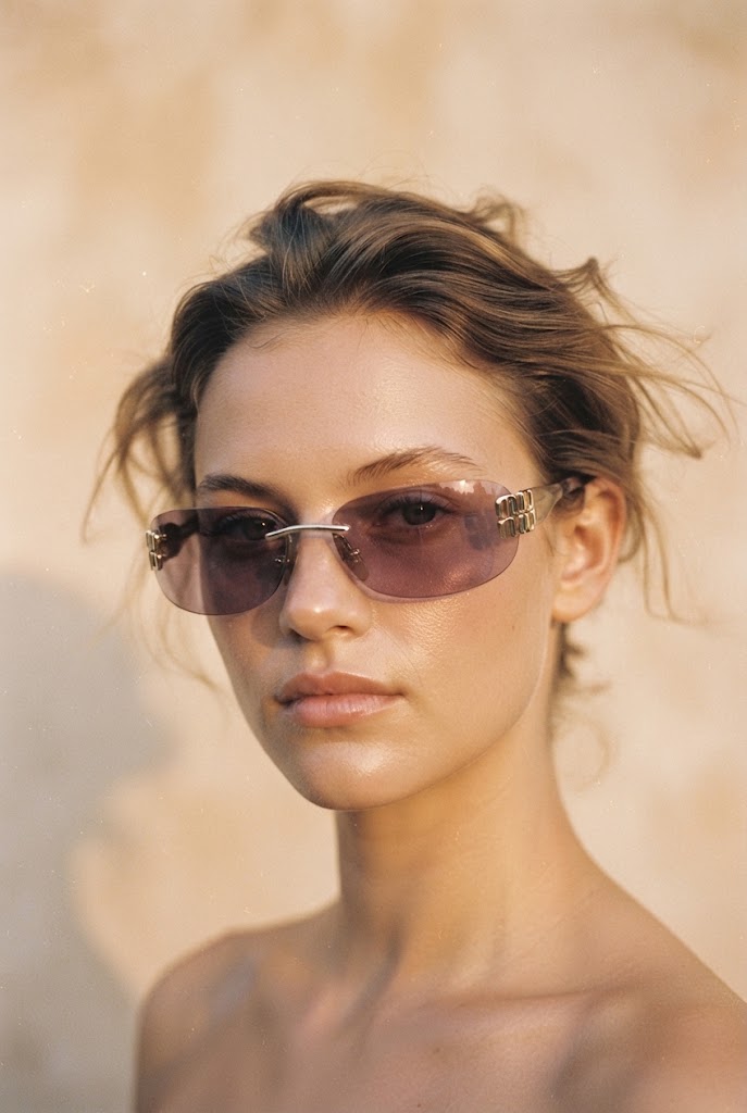 Model wearing the Aube sunglasses