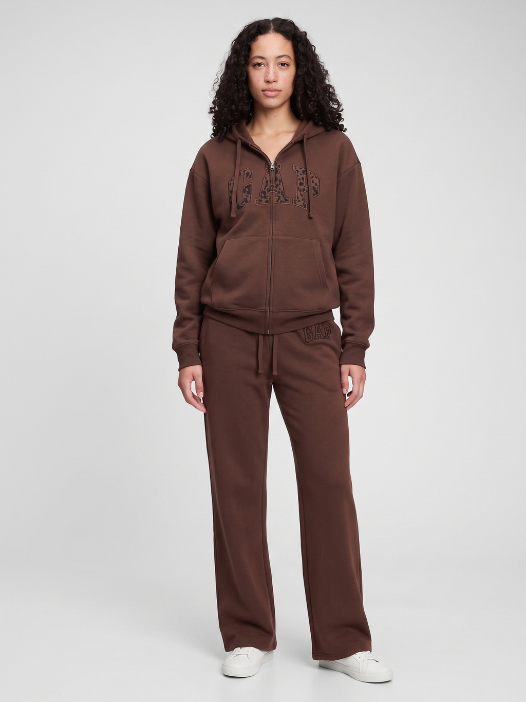 Brown Leopard Print Relaxed Logo Set