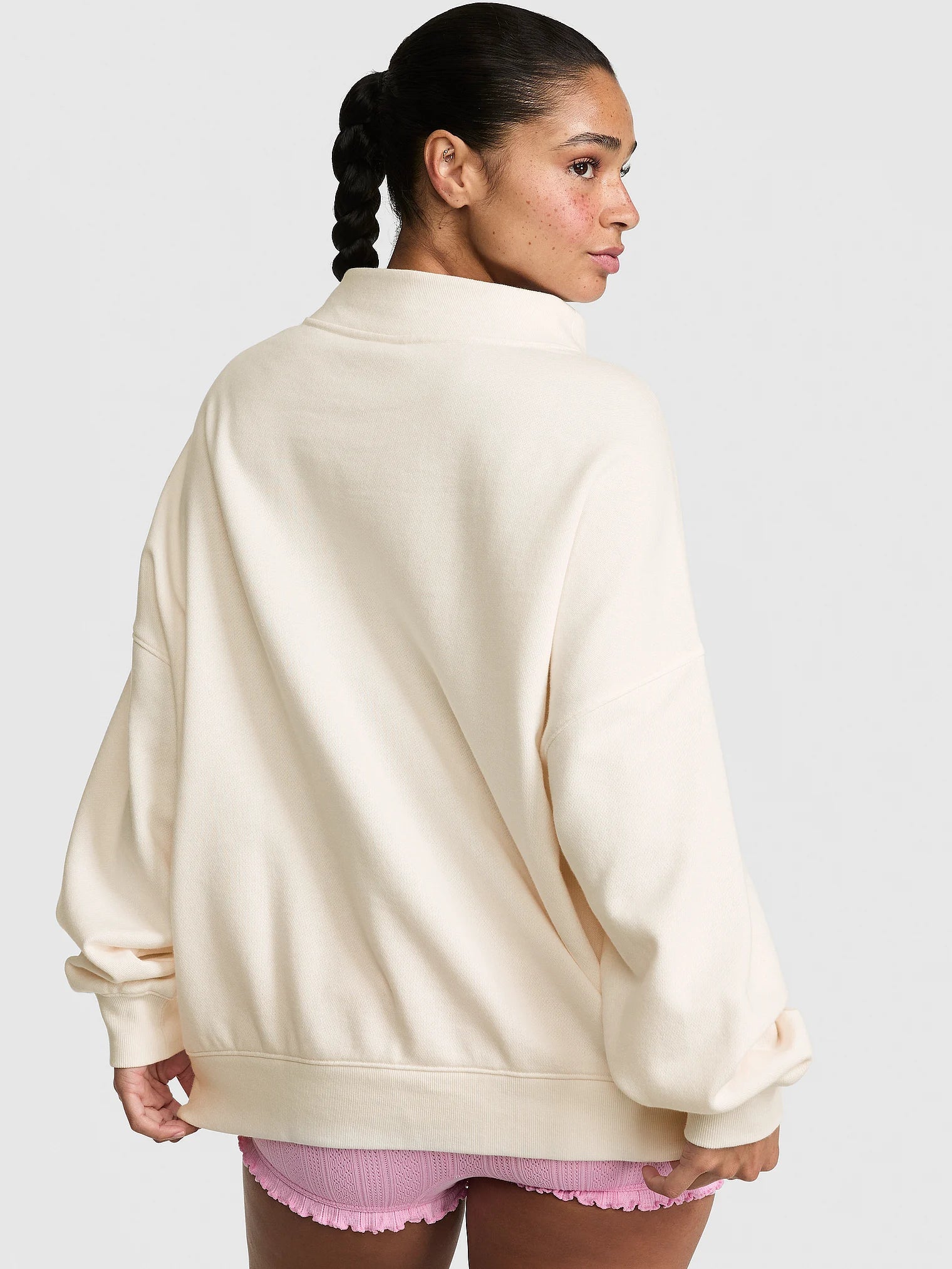 PINK Oversized Mock-Neck Sweatshirt