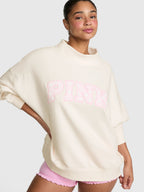 PINK Oversized Mock-Neck Sweatshirt