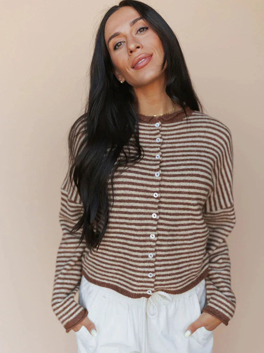 Piper Cardigan in Pinstripe