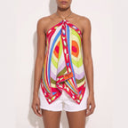 Iride Print Scarf Chain Top