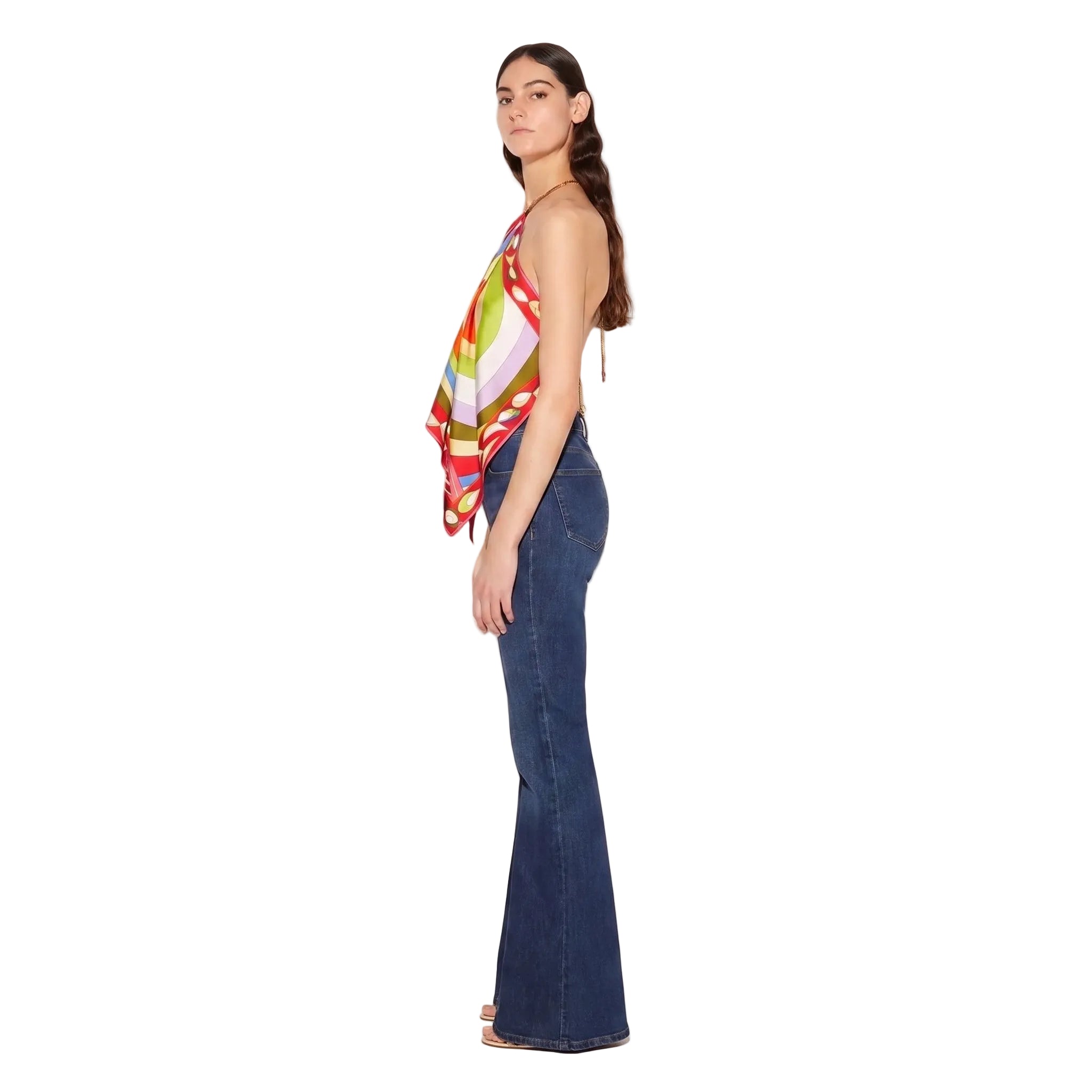 Iride Print Scarf Chain Top