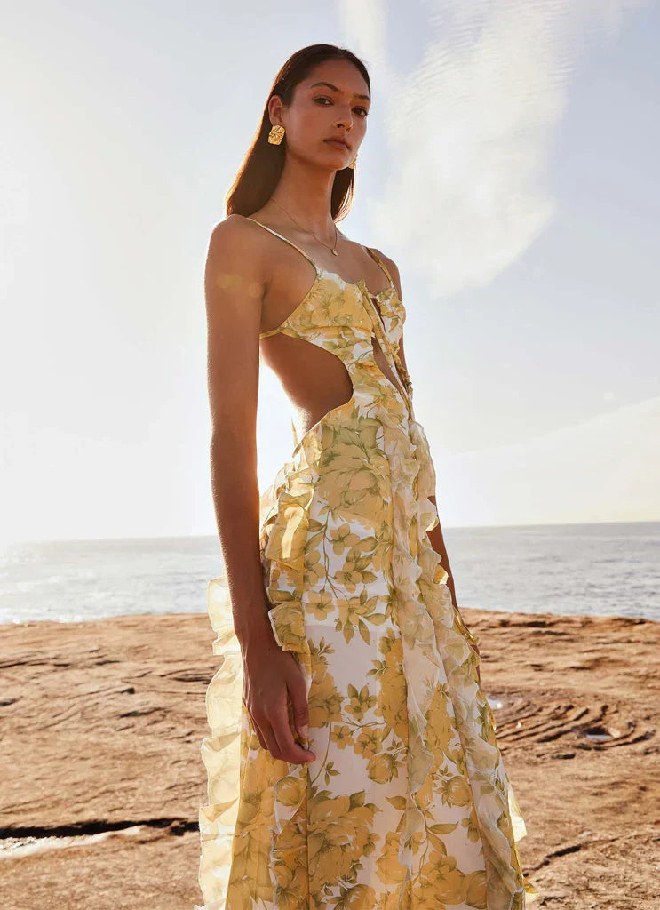 Sunset Kisses Ruffle Maxi Dress