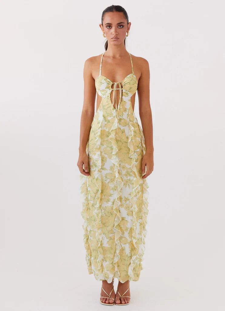 Sunset Kisses Ruffle Maxi Dress