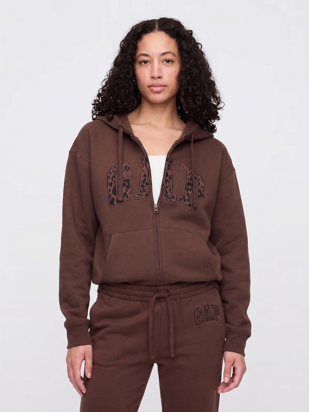 Brown Leopard Print Relaxed Logo Set