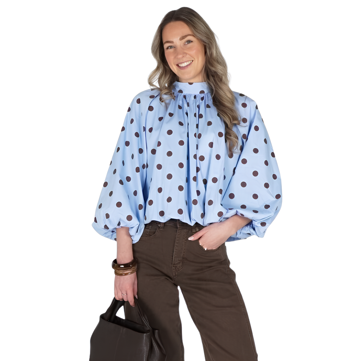 BLOUSE WITH CHOCO POLKA DOTS