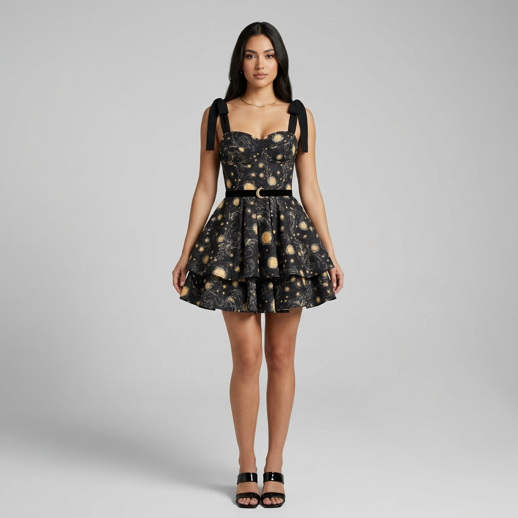 Cosmic Bloom Corset Dress