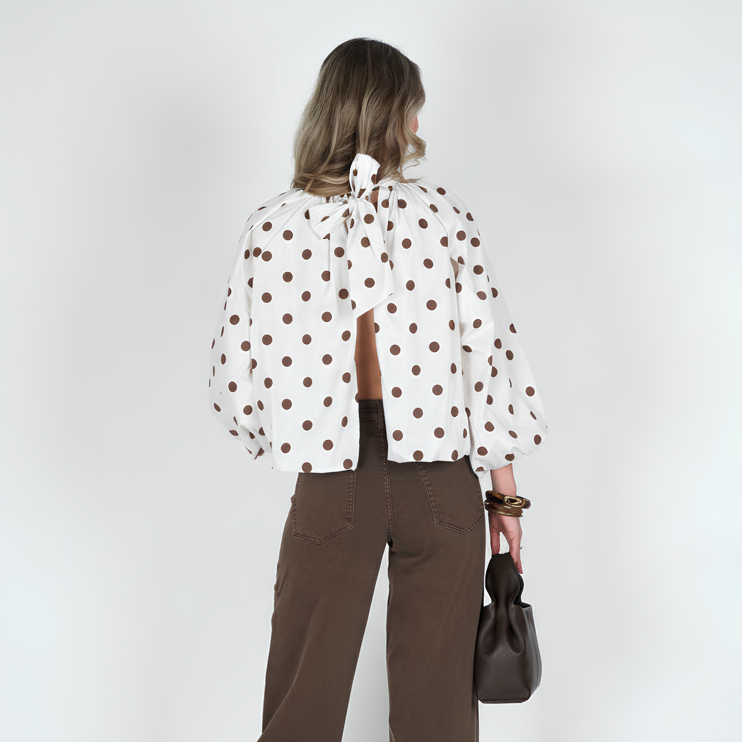BLOUSE WITH CHOCO POLKA DOTS