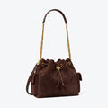 DARK COCOA DRAWSTRING SHOULDER BAG