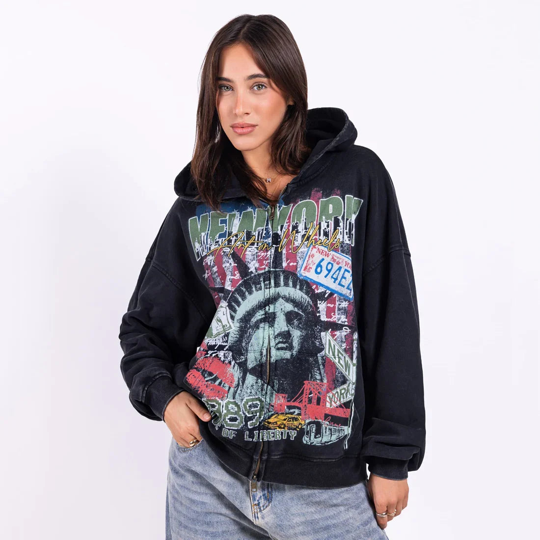 Vintage NEW YORK Zip Hoodie