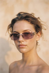 Model wearing the Aube sunglasses