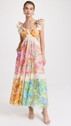 Raie Frill Shoulder Midi Dress