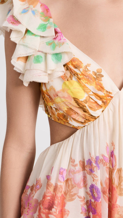 Raie Frill Shoulder Midi Dress